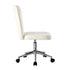 High Back Armless Office Chair Boucle White&Silver