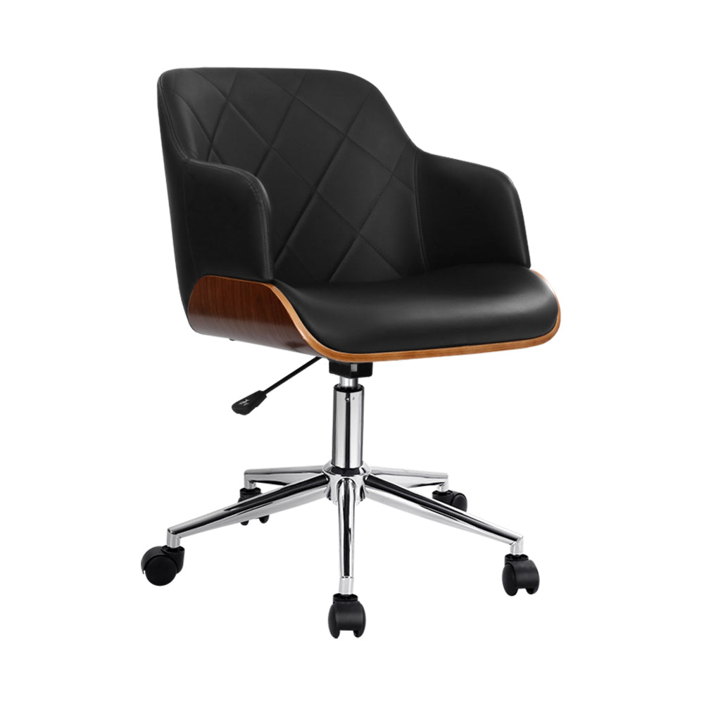 Artiss Wooden Office Chair Fabric Seat Black