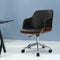 Portia Office Chair PU Leather Wooden Swivel Desk Chair Black