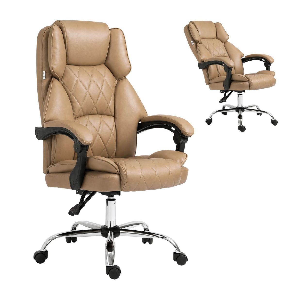 Executive Office Chair Leather Recliner Espresso High Back 120kg