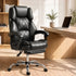 Executive Office Chair PU Leather Reclining with Footrest Black