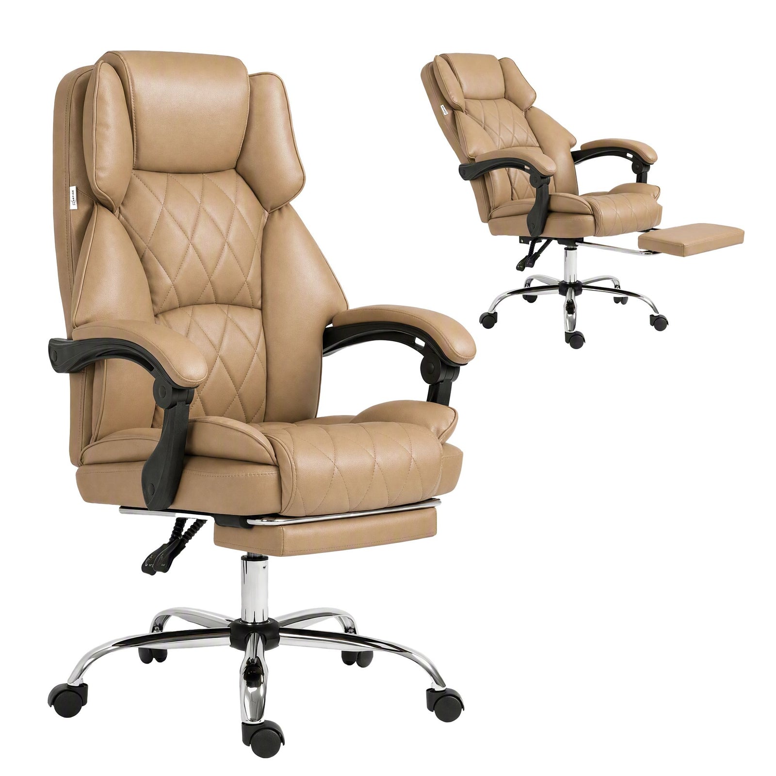 Artiss Executive Office Chair PU Leather Reclining Footrest Espresso