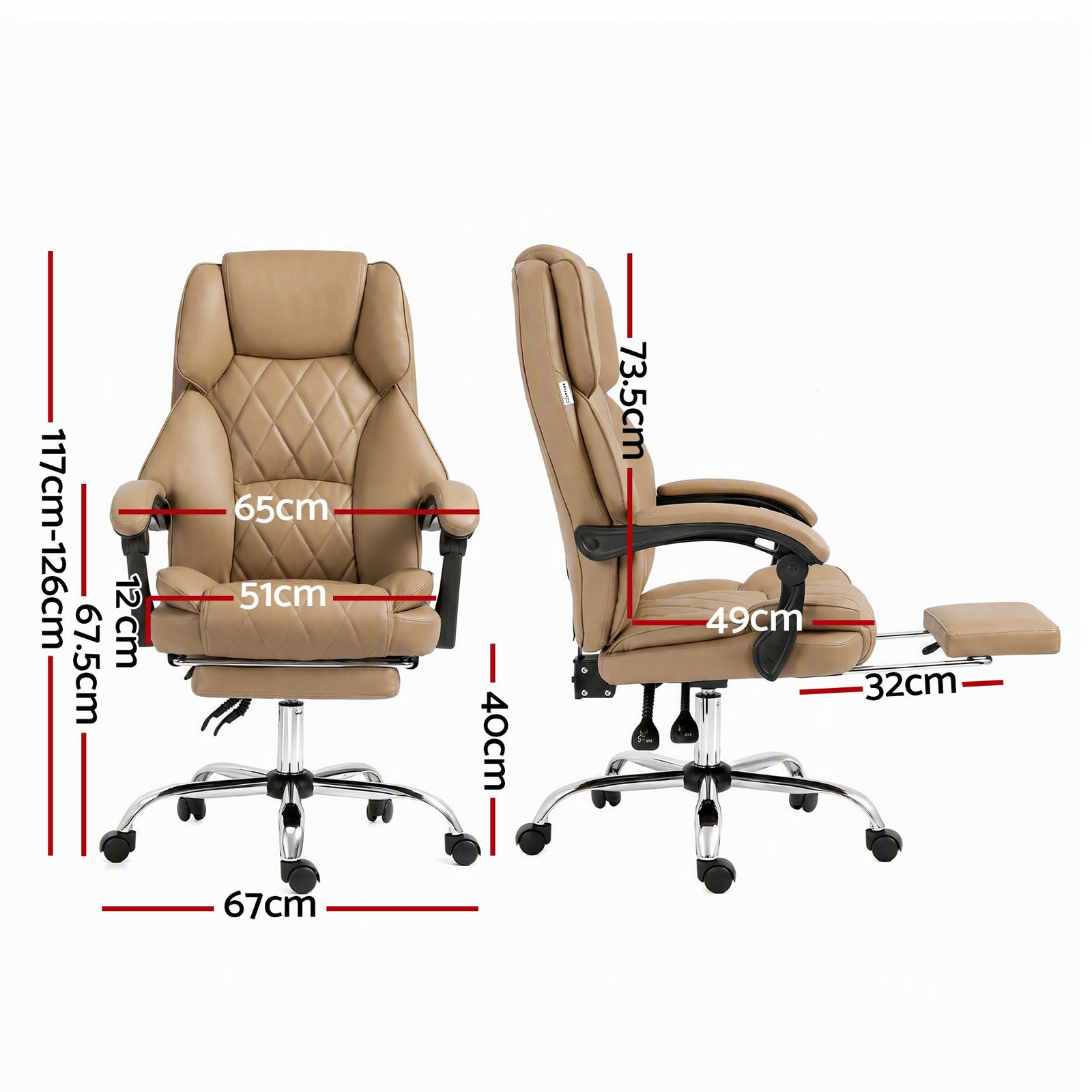 Artiss Executive Office Chair PU Leather Reclining Footrest Espresso