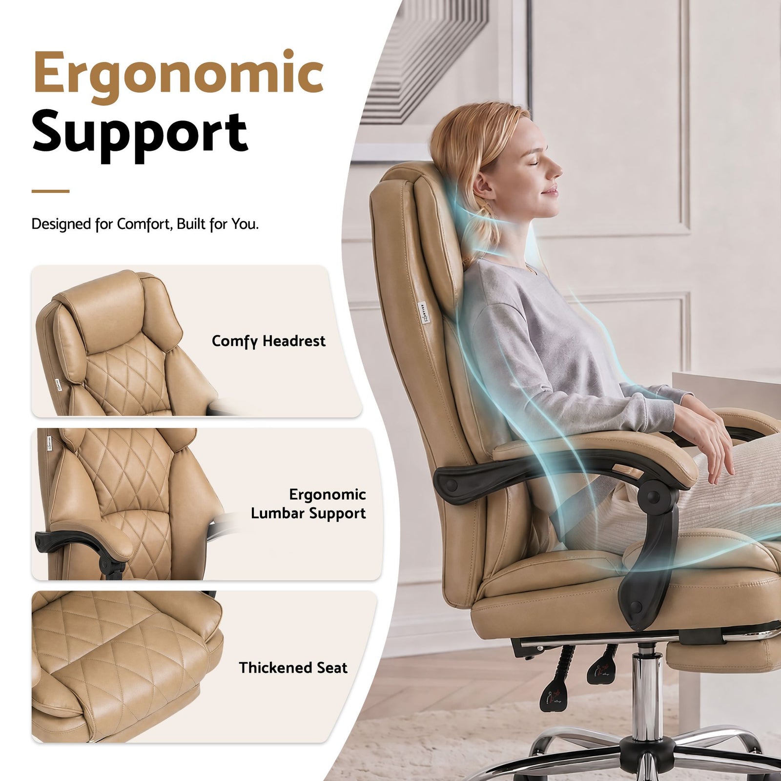 Artiss Executive Office Chair PU Leather Reclining Footrest Espresso
