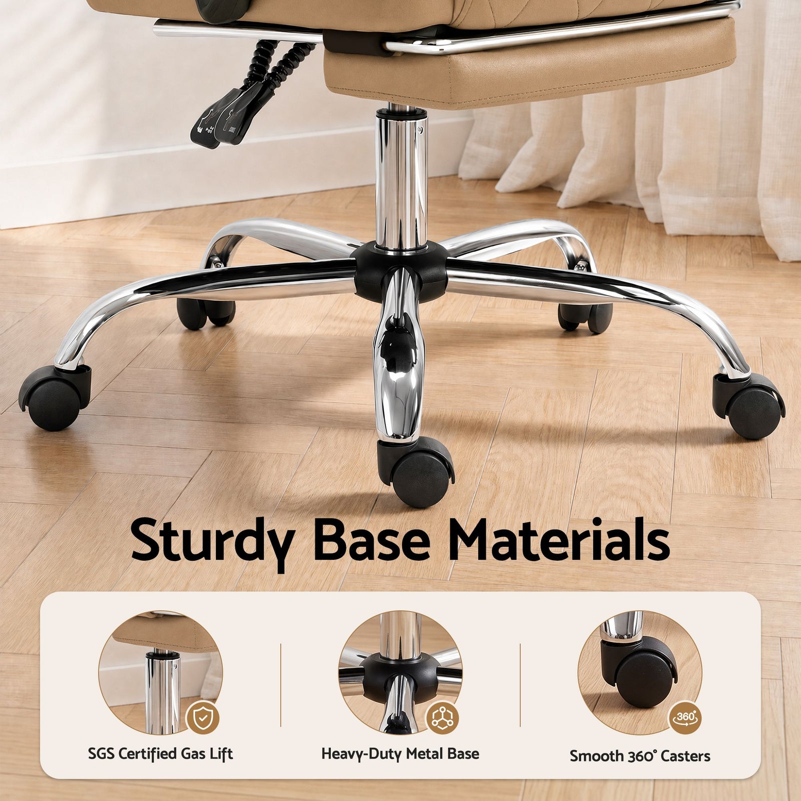 Artiss Executive Office Chair PU Leather Reclining Footrest Espresso