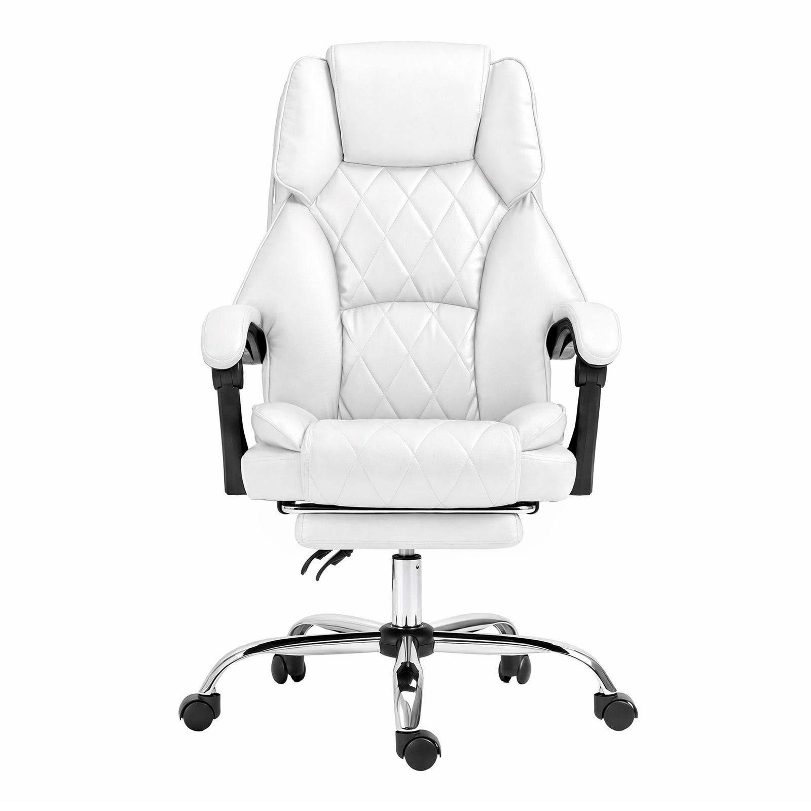 Artiss Executive Office Chair White – High Back, Footrest, 135° Recline, PU Leather