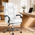 Artiss Executive Office Chair White – High Back, Footrest, 135° Recline, PU Leather