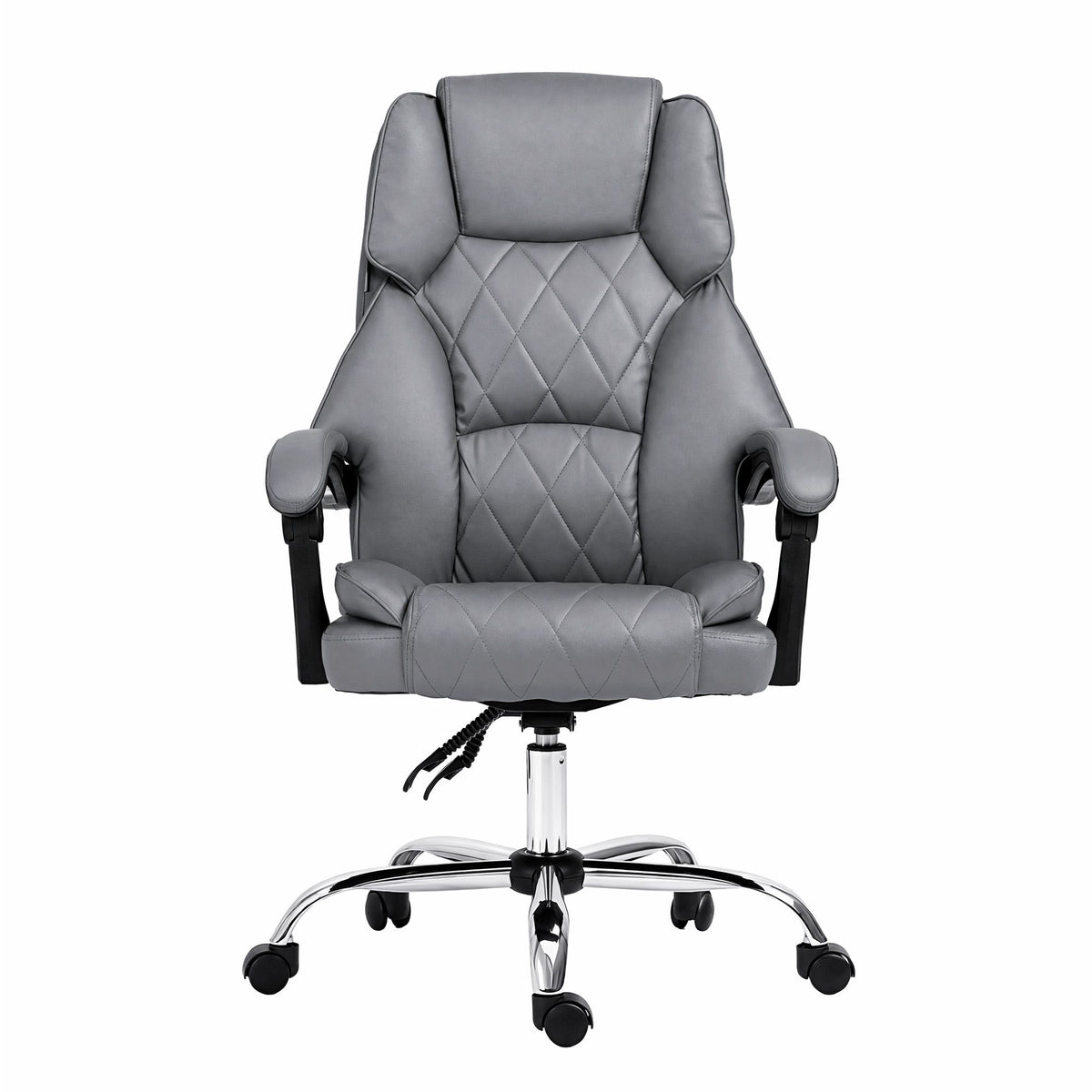 Executive Office Chair Recliner PU Leather Grey High Back