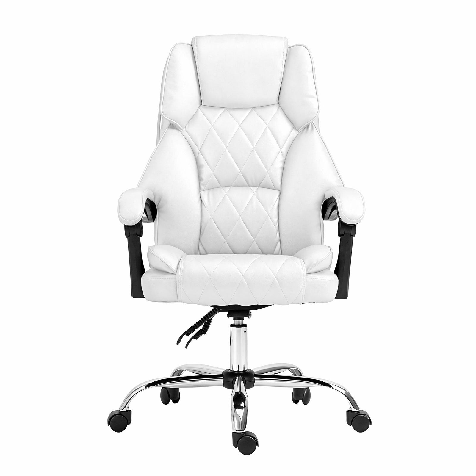Executive Office Chair Leather Recliner White High Back 120kg