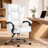 Executive Office Chair Leather Recliner White High Back 120kg