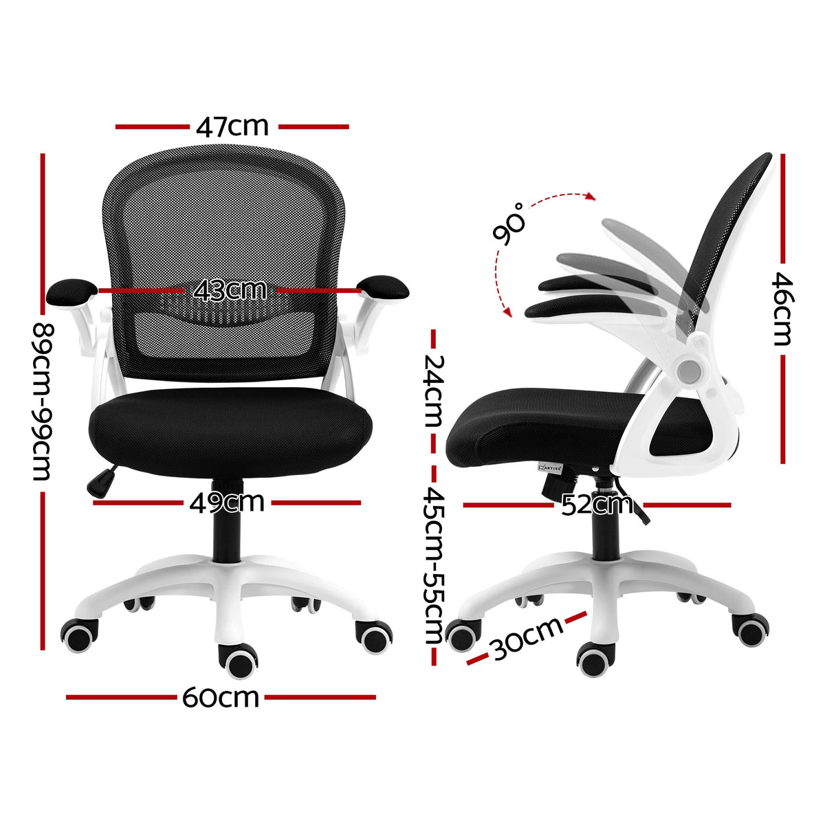 Ergonomic Mesh Office Chair Mid Back Swivel Desk Chair Black