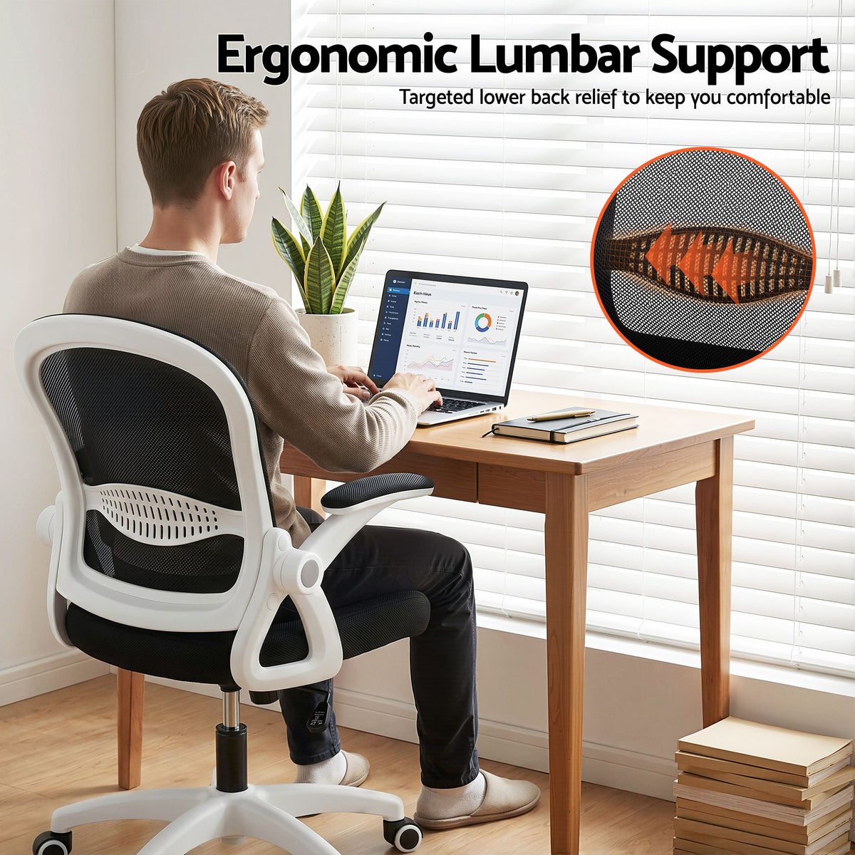 Ergonomic Mesh Office Chair Mid Back Swivel Desk Chair Black