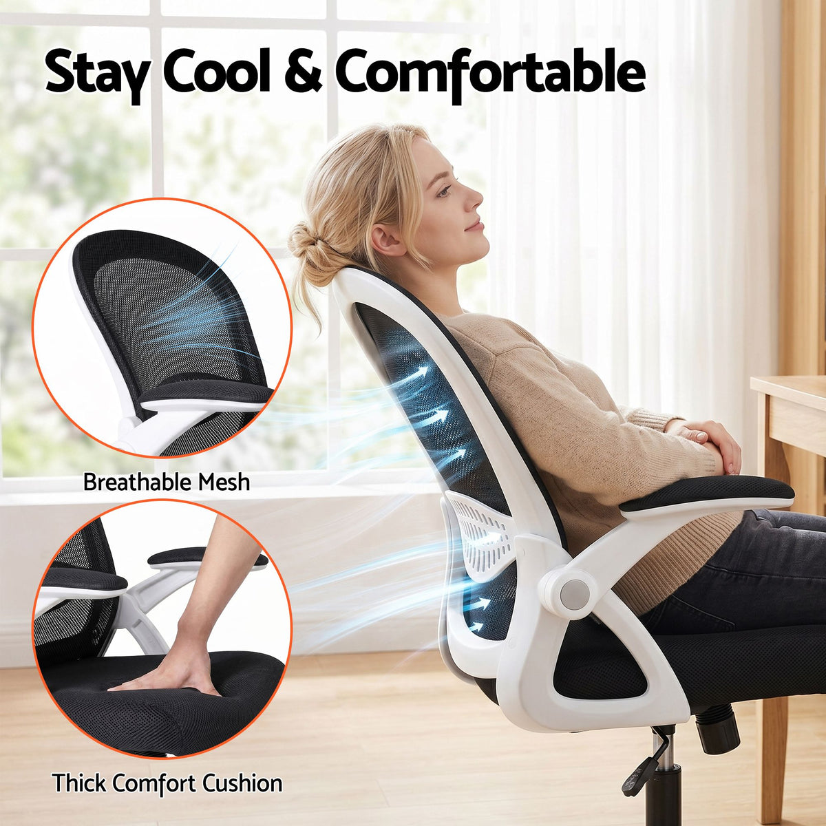 Ergonomic Mesh Office Chair Mid Back Swivel Desk Chair Black