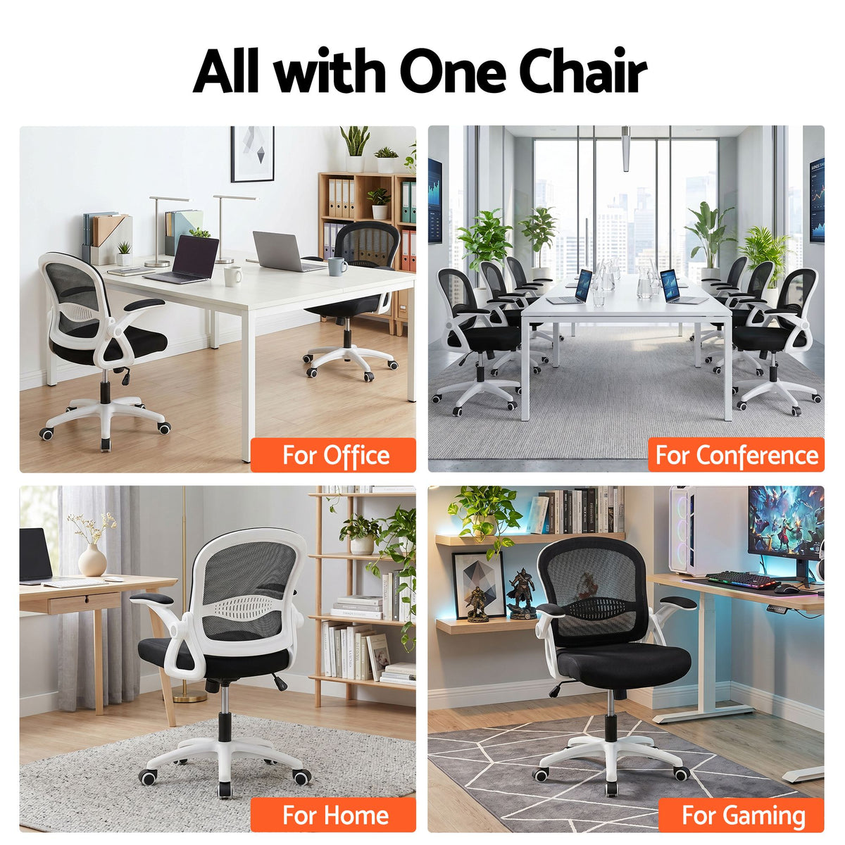 Ergonomic Mesh Office Chair Mid Back Swivel Desk Chair Black