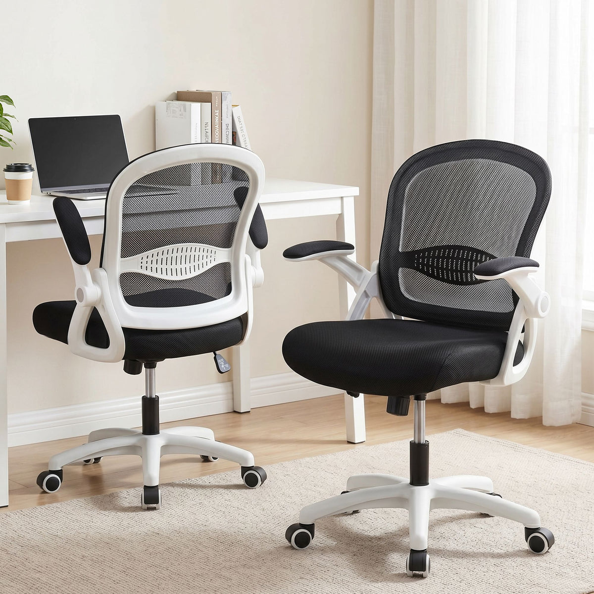 Ergonomic Mesh Office Chair Mid Back Swivel Desk Chair Black