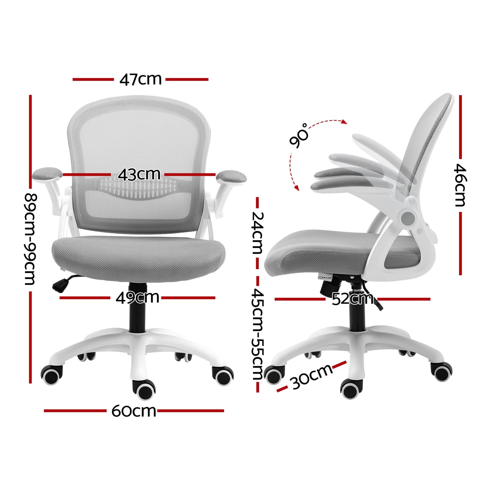 Artiss Ergonomic Mesh Office Chair Grey Mid Back Swivel Desk Chair