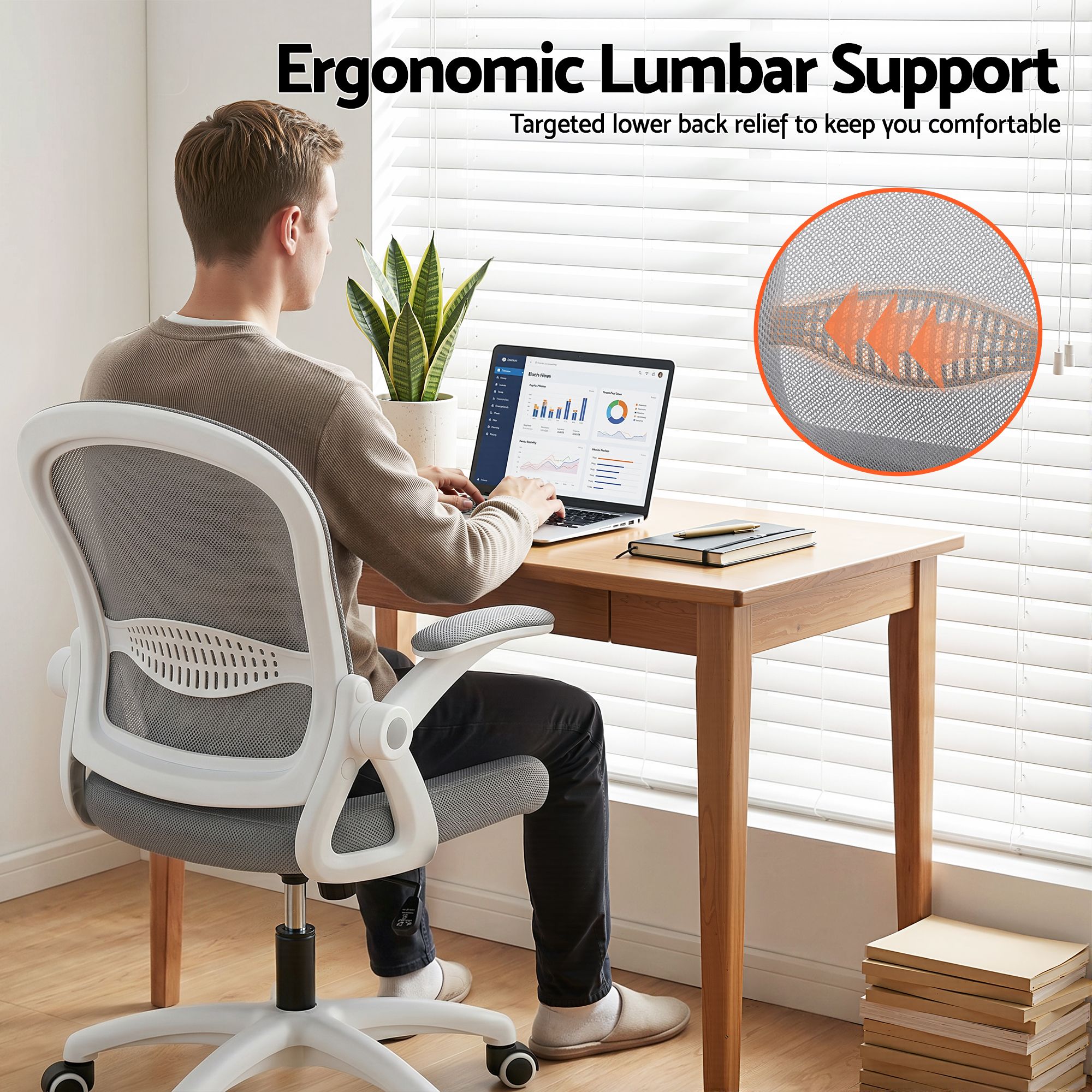 Artiss Ergonomic Mesh Office Chair Grey Mid Back Swivel Desk Chair