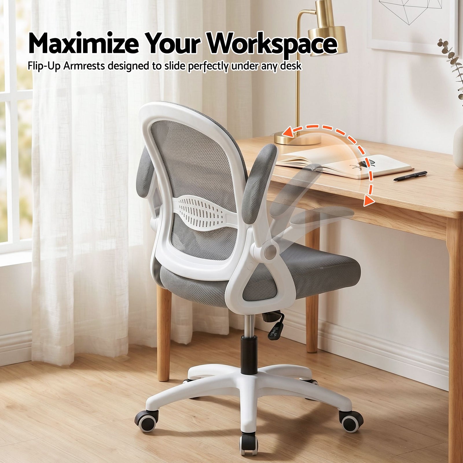 Artiss Ergonomic Mesh Office Chair Grey Mid Back Swivel Desk Chair