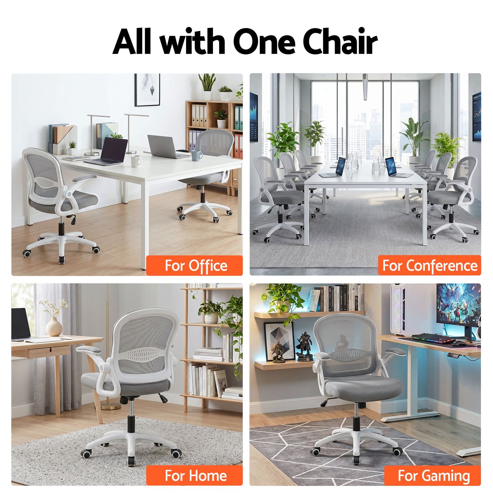 Artiss Ergonomic Mesh Office Chair Grey Mid Back Swivel Desk Chair
