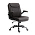 Ergonomic Mid Back Office Chair Brown PU Leather Adjustable Swivel Chair
