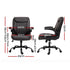 Ergonomic Mid Back Office Chair Brown PU Leather Adjustable Swivel Chair