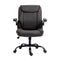 Ergonomic Mid Back Office Chair Brown PU Leather Adjustable Swivel Chair