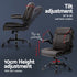 Ergonomic Mid Back Office Chair Brown PU Leather Adjustable Swivel Chair