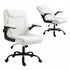 Artiss Executive Mid Back Office Chair PU Leather Flip-Up Arms White