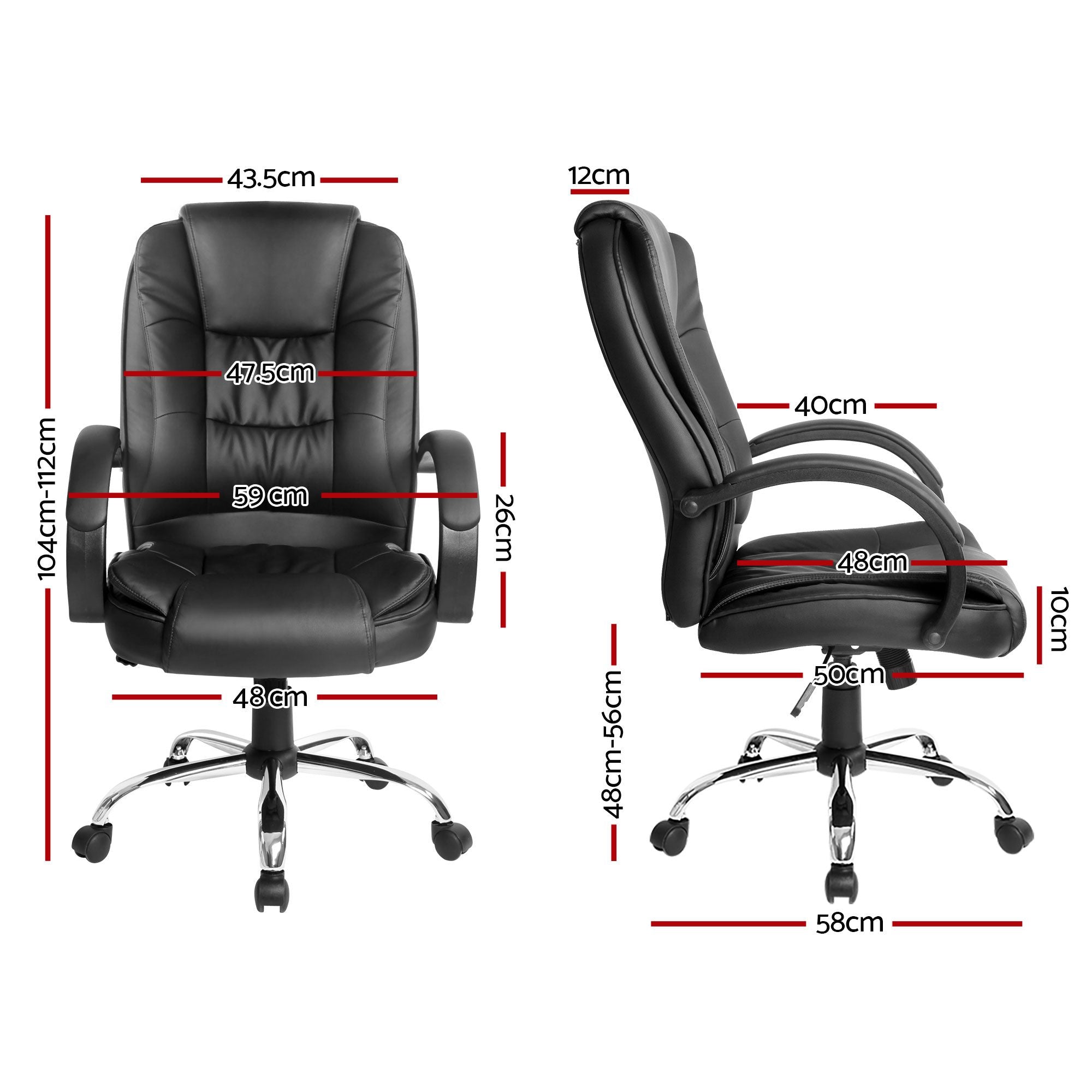 Artiss High Back PU Leather Office Chair Swivel Executive Chair Black