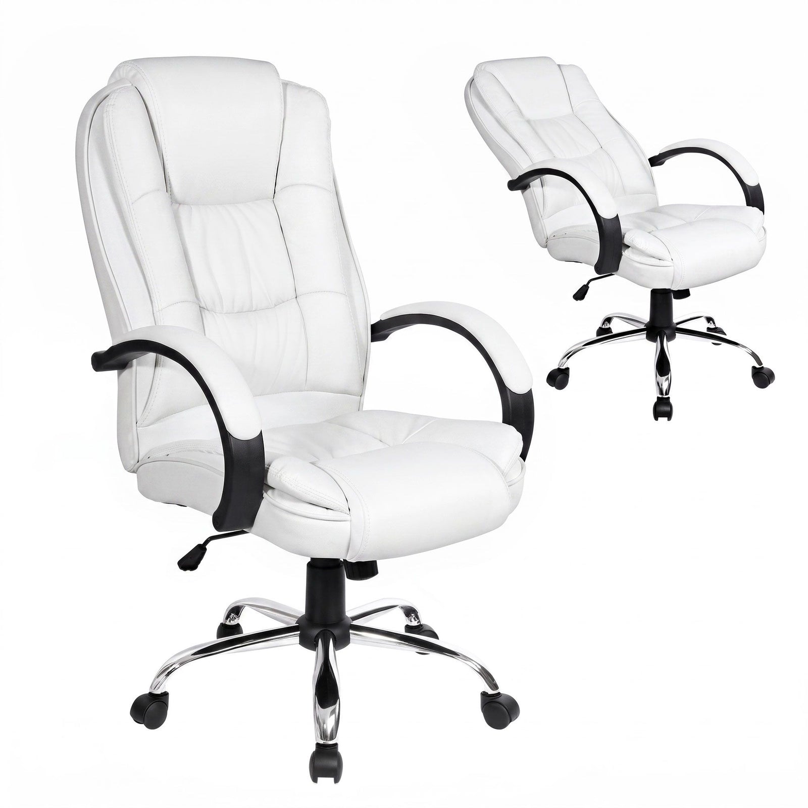Artiss High Back PU Leather Office Chair Swivel Executive Chair White