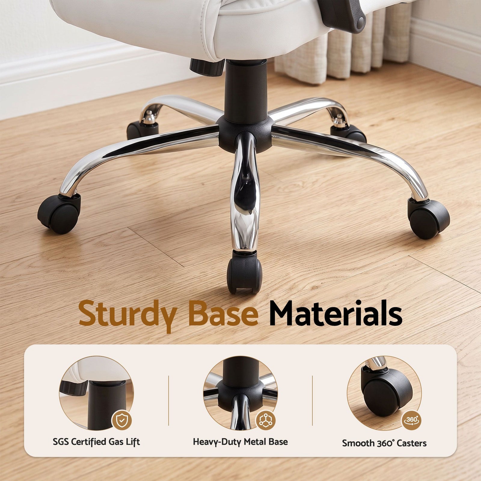 Artiss High Back PU Leather Office Chair Swivel Executive Chair White