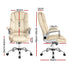 Artiss Kea Executive Office Chair – PU Leather, Lumbar Support, Retractable Arms Beige