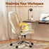 Artiss Kea Executive Office Chair – PU Leather, Lumbar Support, Retractable Arms Beige