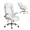Artiss Kea Executive Office Chair – PU Leather, Lumbar Support, Retractable Arms White