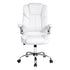 Artiss Kea Executive Office Chair – PU Leather, Lumbar Support, Retractable Arms White
