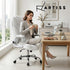 Artiss Kea Executive Office Chair – PU Leather, Lumbar Support, Retractable Arms White