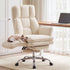 Artiss Big & Tall Criss Cross Office Chair with Flip Armrests Foot Rest Reclining Teddy Fleece Beige