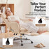 Artiss Big & Tall Criss Cross Office Chair with Flip Armrests Foot Rest Reclining Teddy Fleece Beige