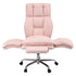 Artiss Big & Tall Criss Cross Office Chair with Flip Armrests Foot Rest Reclining Teddy Fleece Pink