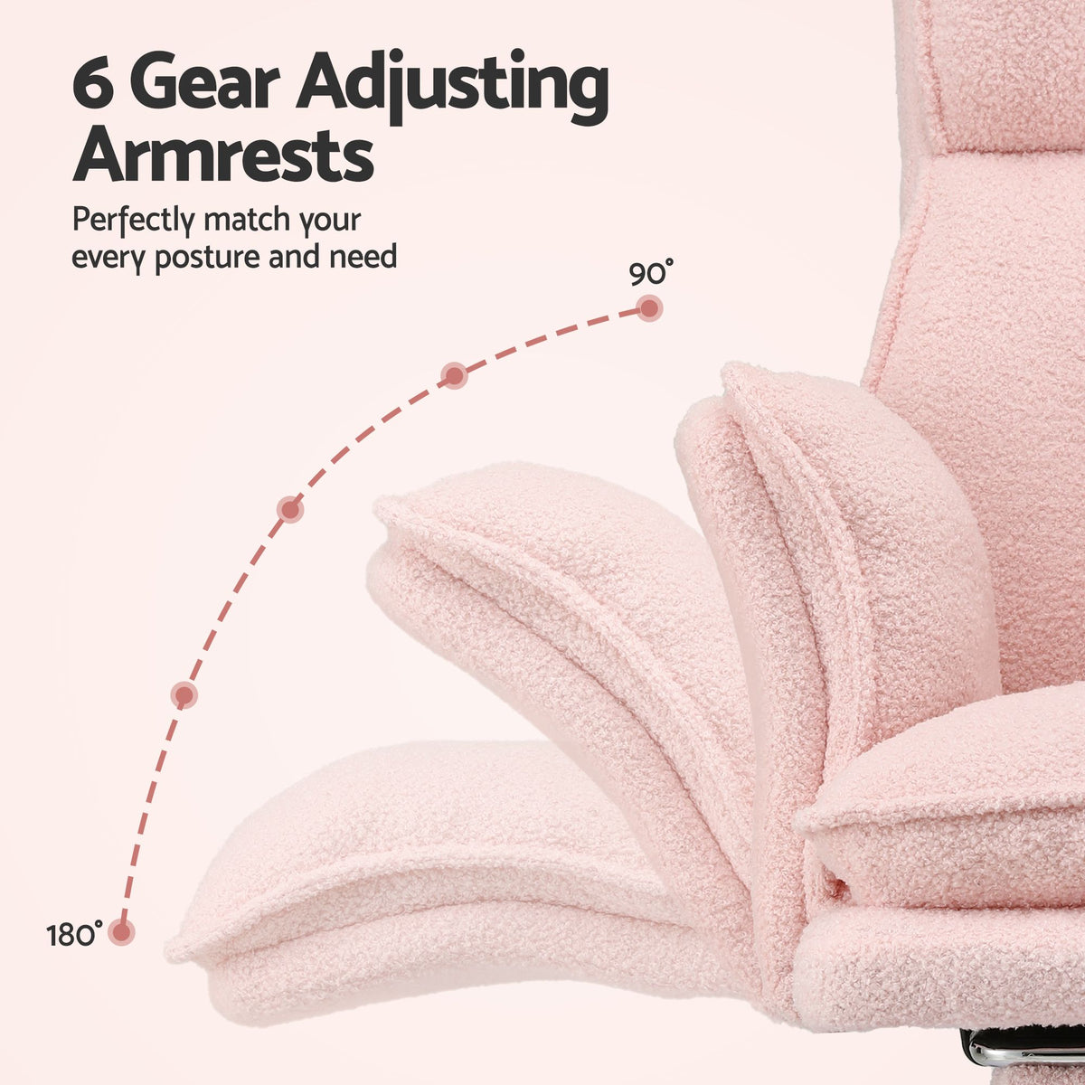Artiss Big & Tall Criss Cross Office Chair with Flip Armrests Foot Rest Reclining Teddy Fleece Pink