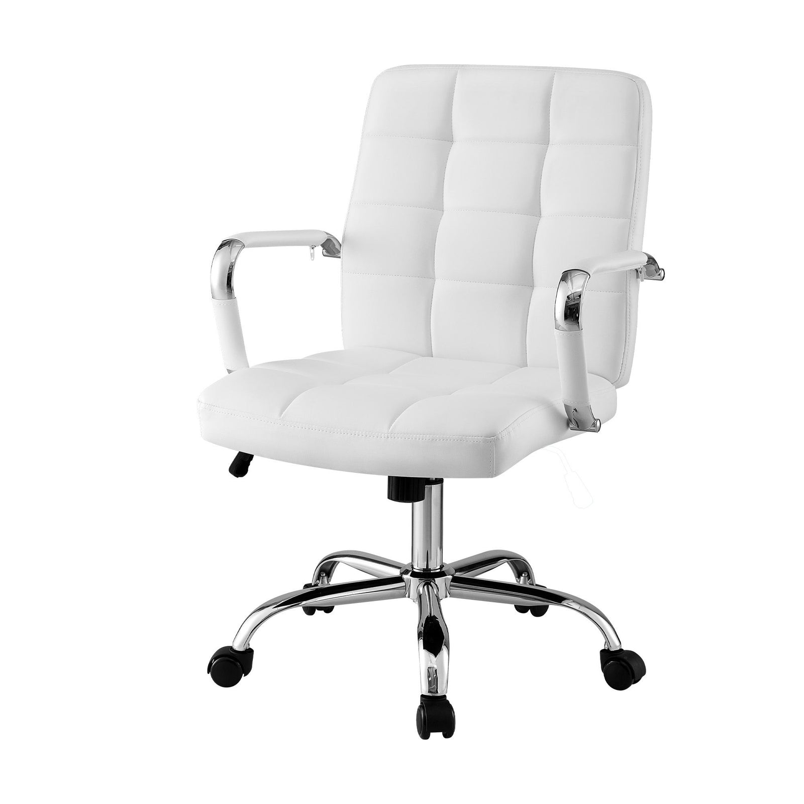 Office Chair PU Leather Ergonomic Desk Chair with Armrests White