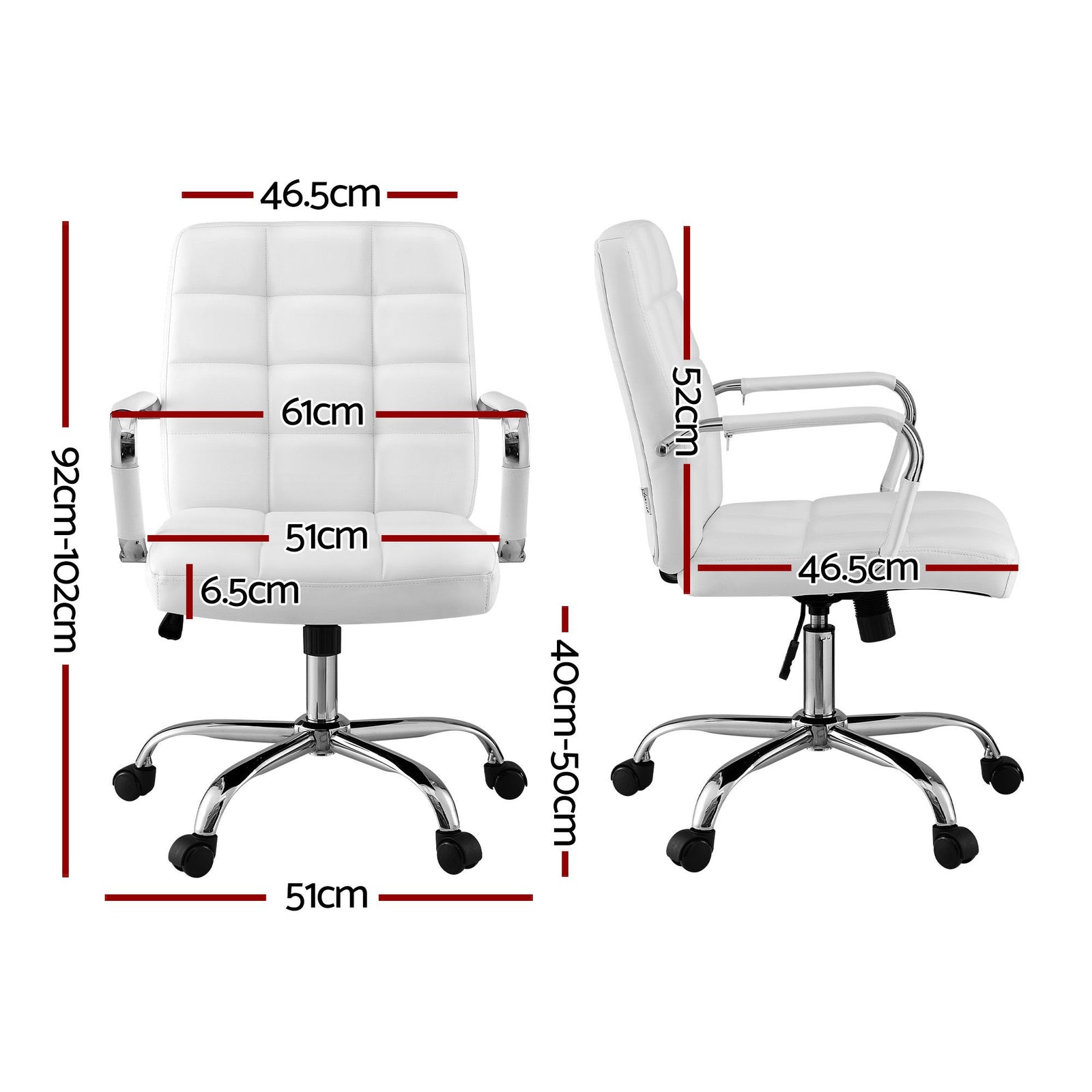 Office Chair PU Leather Ergonomic Desk Chair with Armrests White