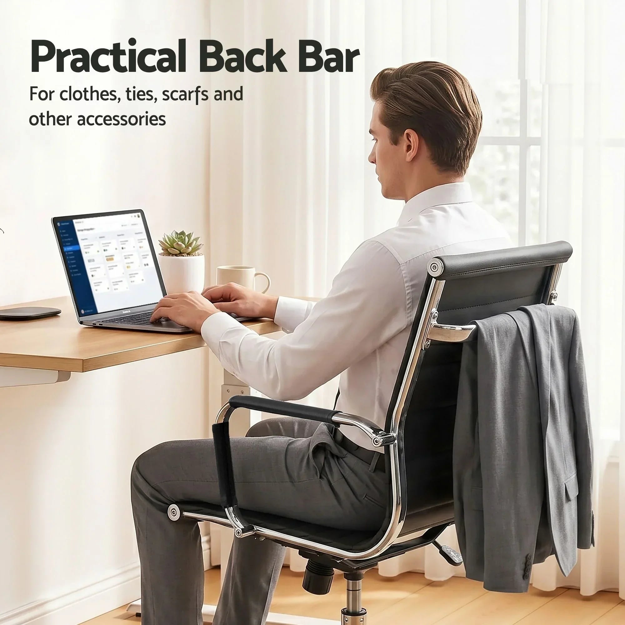 Mid Back PU Leather Office Chair 360° Swivel Adjustable Chrome Base