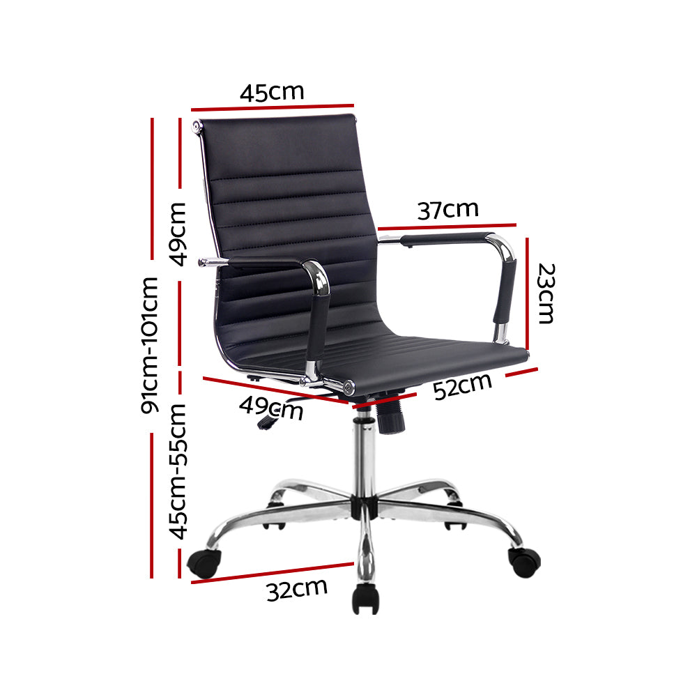 Office Chair PU Leather Mid Back Black