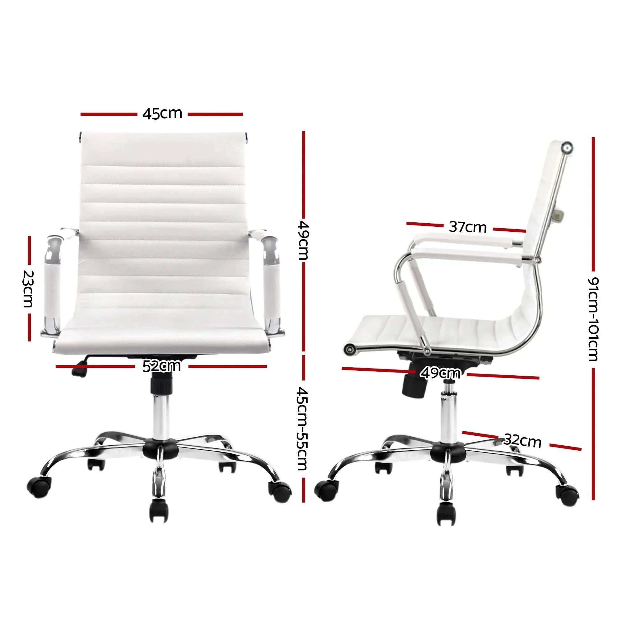 Mid Back PU Leather Office Chair Adjustable Height Tilt Chrome Base