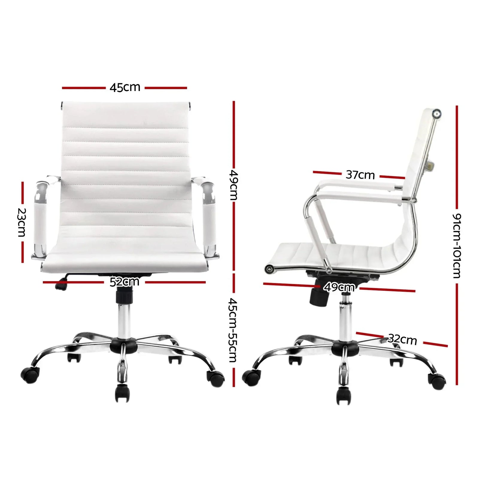 Artiss Mid Back PU Leather Office Chair Adjustable Height Tilt Chrome Base