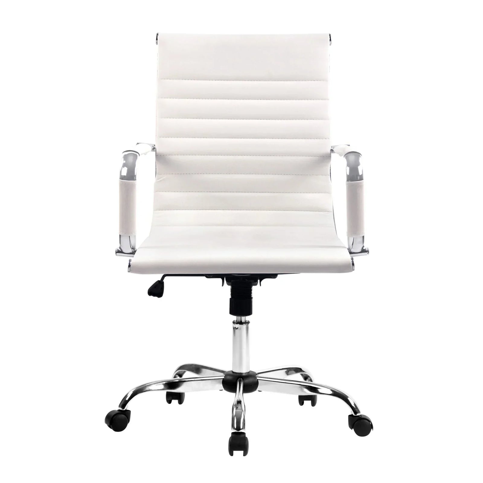 Artiss Mid Back PU Leather Office Chair Adjustable Height Tilt Chrome Base