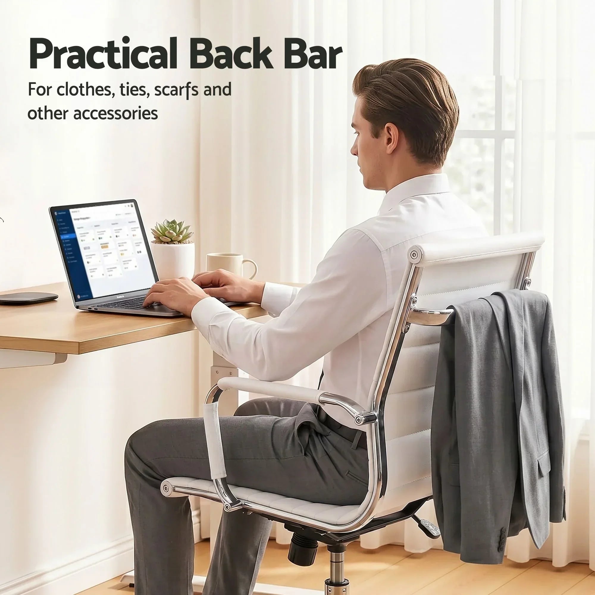 Mid Back PU Leather Office Chair Adjustable Height Tilt Chrome Base
