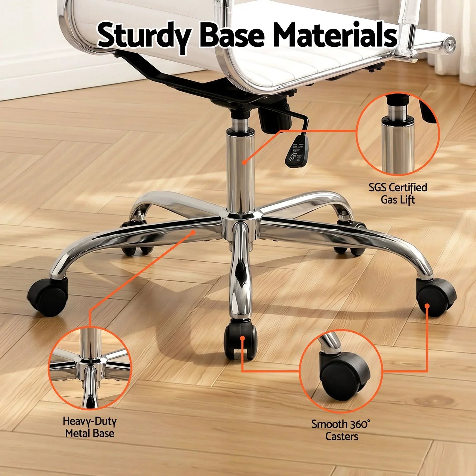 Artiss Mid Back PU Leather Office Chair Adjustable Height Tilt Chrome Base