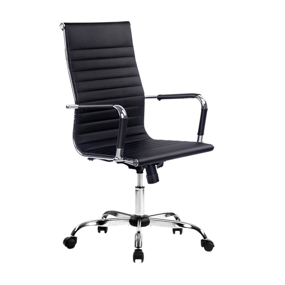 Office Chair PU Leather High Back Black